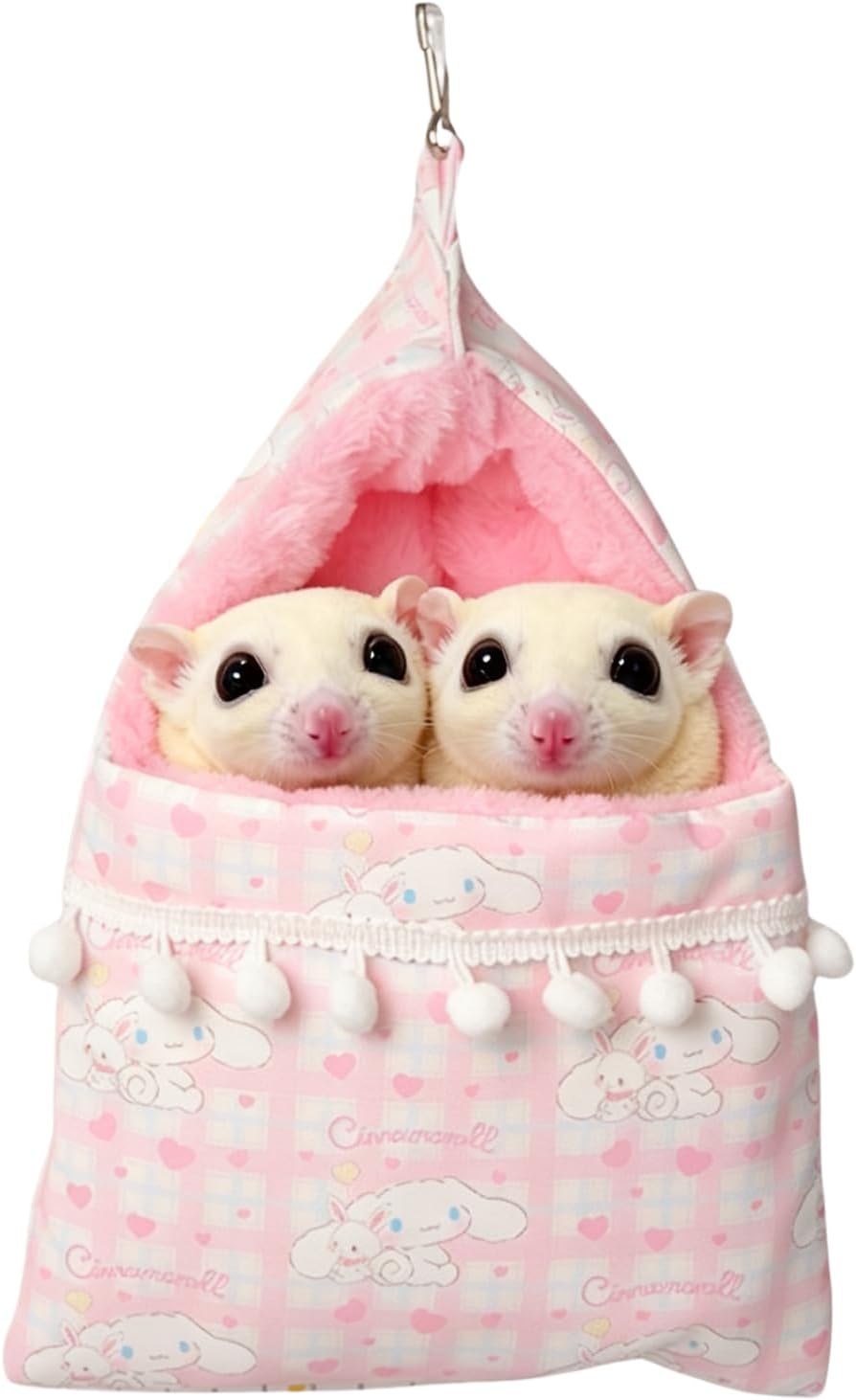 Cozy Sugar Glider Pouch Hanging Bed Warm Small Pet Cave Sleep Nest (Pink)