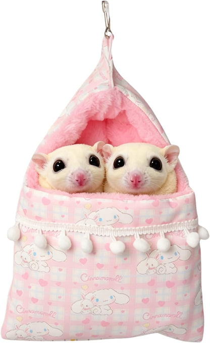 Cozy Sugar Glider Pouch Hanging Bed Warm Small Pet Cave Sleep Nest (Pink)