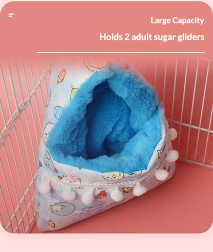 Cozy Sugar Glider Pouch Hanging Bed Warm Small Pet Cave Sleep Nest (Pink)