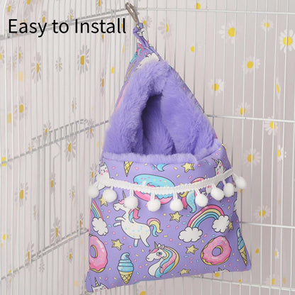Cozy Sugar Glider Pouch Hanging Bed Warm Small Pet Cave Sleep Nest (Pink)