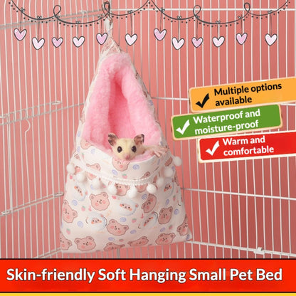 Cozy Sugar Glider Pouch Hanging Bed Warm Small Pet Cave Sleep Nest (Pink)