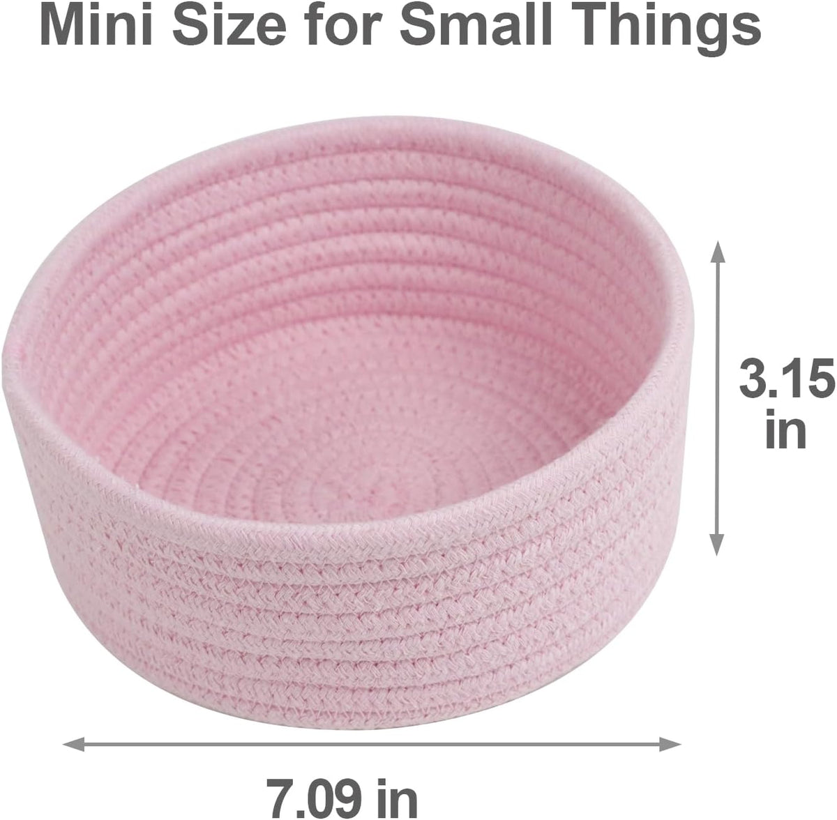 Small Woven Cotton Rope Baskets, Set of 3, Pink