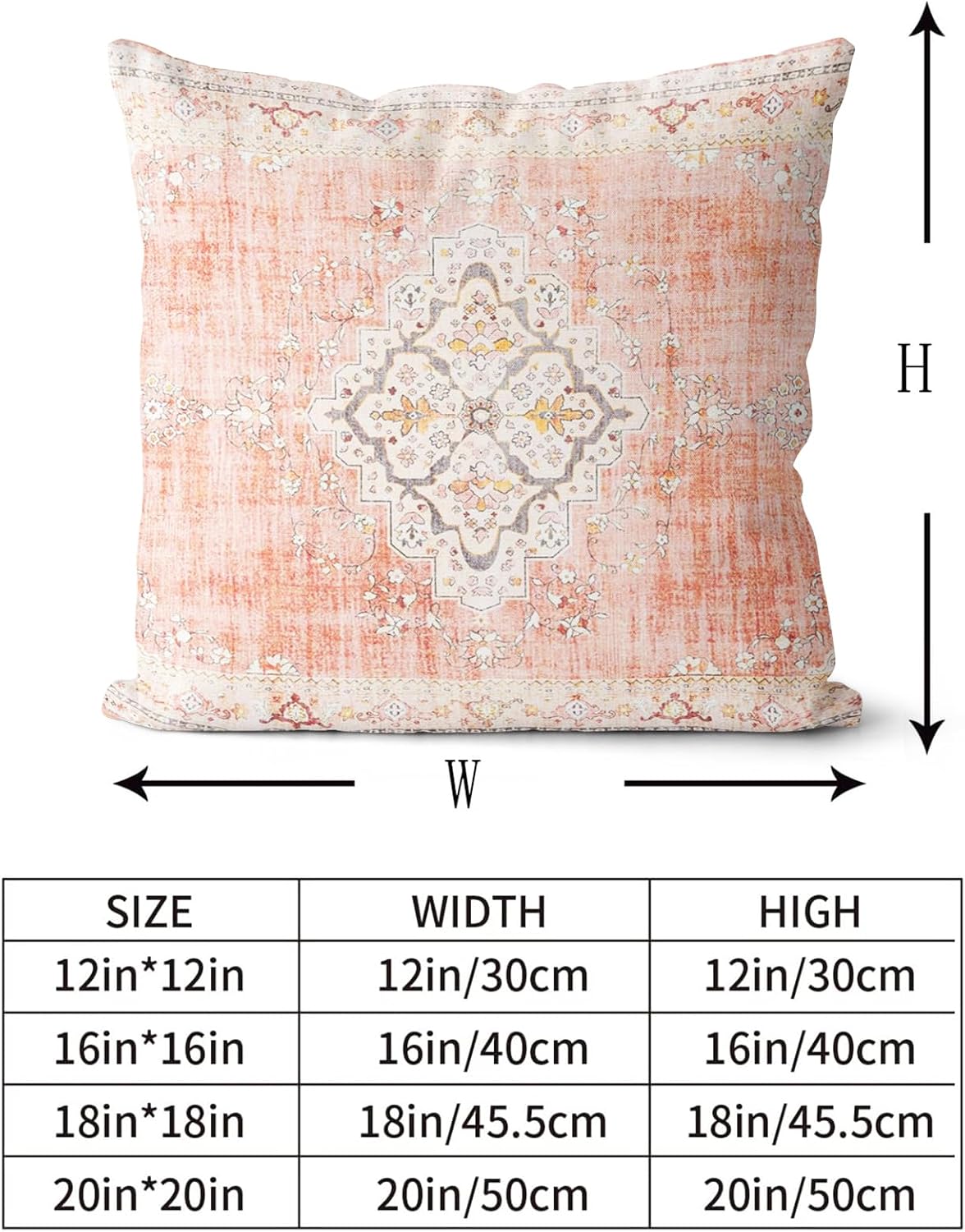 Boho Throw Pillow Covers 18x18 inch Set of 2 Bohemian Carpet Throw Pillows for Couch Light-Pink Decorative Pillow Cases Farmhouse Home Decor for Sofa Porch Patio Bed Room Outdoor