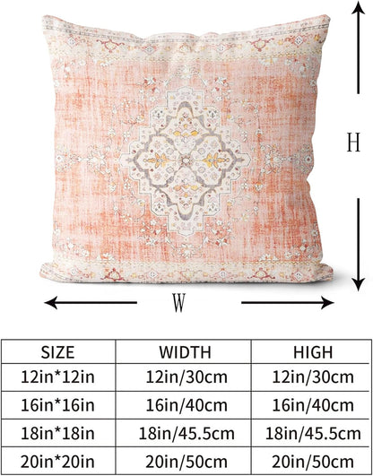 Boho Throw Pillow Covers 18x18 inch Set of 2 Bohemian Carpet Throw Pillows for Couch Light-Pink Decorative Pillow Cases Farmhouse Home Decor for Sofa Porch Patio Bed Room Outdoor