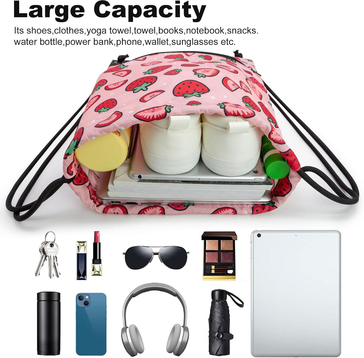 Drawstring Backpack Bag Sport Gym Sackpack
