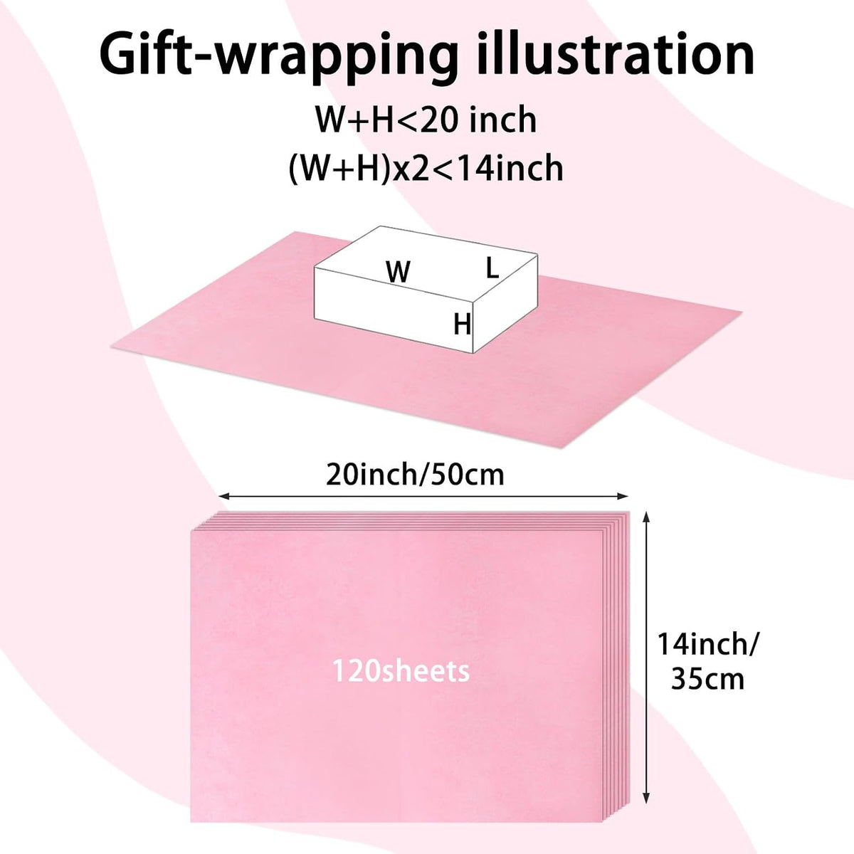 120 Sheets 14 x 20 Inch Pink Tissue Paper for Gift Bag Wrapping