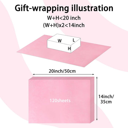 120 Sheets 14 x 20 Inch Pink Tissue Paper for Gift Bag Wrapping