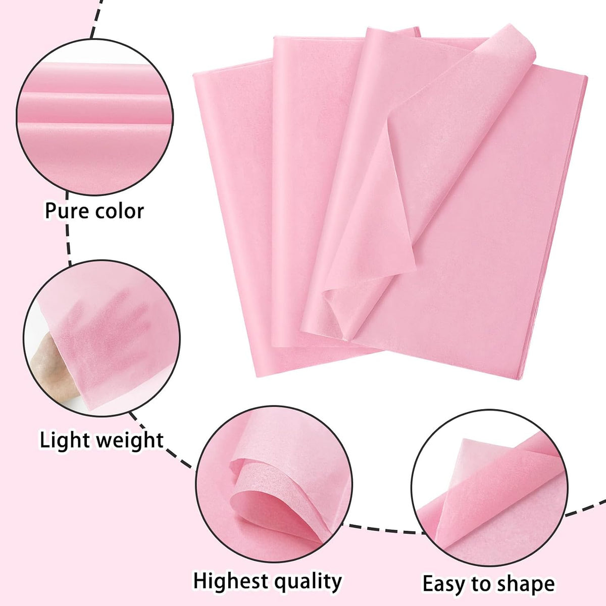120 Sheets 14 x 20 Inch Pink Tissue Paper for Gift Bag Wrapping