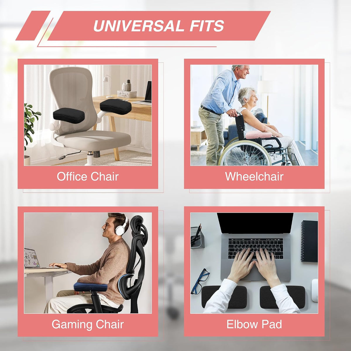 Desk & Office Chair Arm Pads Covers Fuzzy Memory Foam Pads