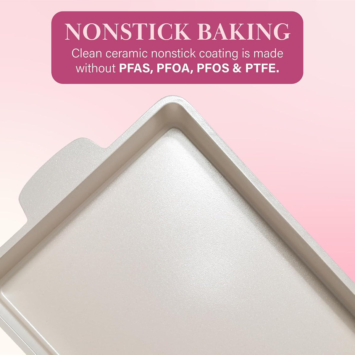 Paris Hilton Deluxe Roasting Pan Set, Heavy Duty Nonstick Bakeware with Silicone Handle Grips, 13"x9", Pink
