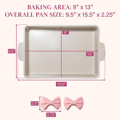 Paris Hilton Deluxe Roasting Pan Set, Heavy Duty Nonstick Bakeware with Silicone Handle Grips, 13"x9", Pink