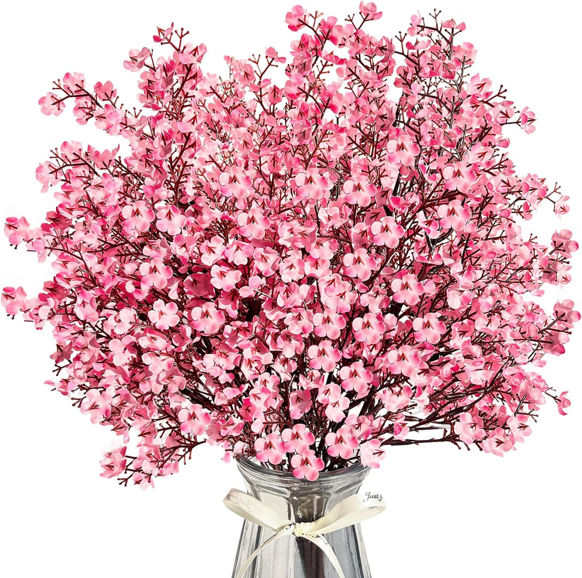 Babys Breath Artificial Flowers 8 Bundles Pink Real Touch UV Resistant Fake Flowers Silk Faux Flowers for Vase Home Office Wedding DIY Floral Indoor Outdoor Centerpiece Table Decoration