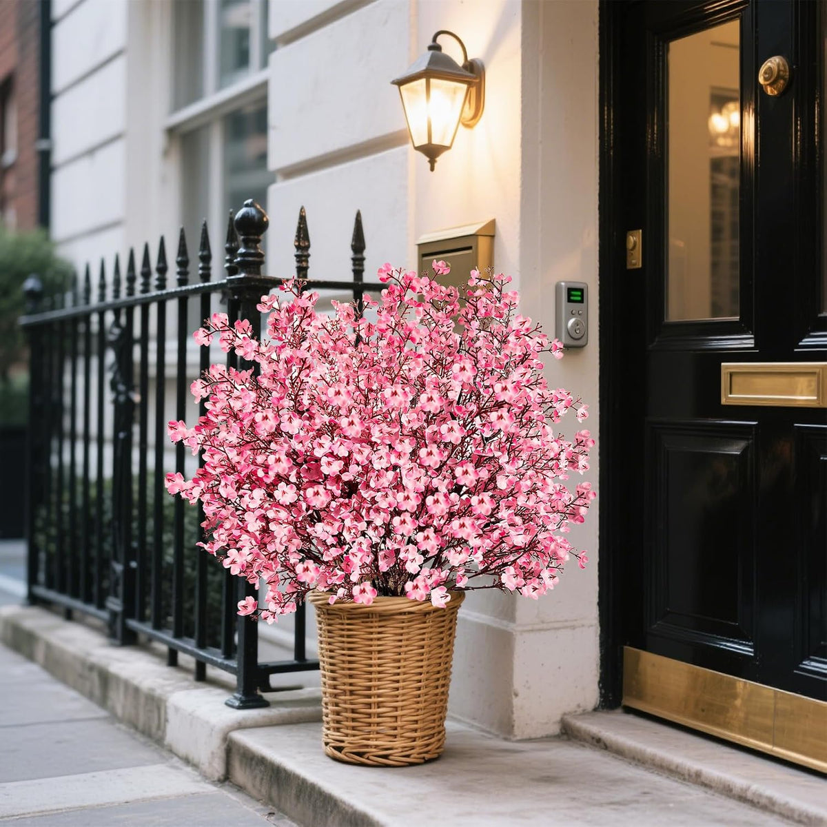 Babys Breath Artificial Flowers 8 Bundles Pink Real Touch UV Resistant Fake Flowers Silk Faux Flowers for Vase Home Office Wedding DIY Floral Indoor Outdoor Centerpiece Table Decoration