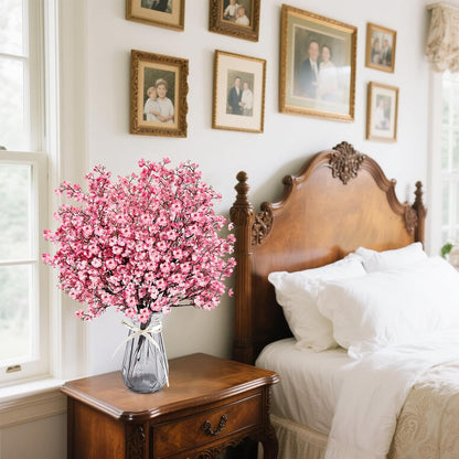 Babys Breath Artificial Flowers 8 Bundles Pink Real Touch UV Resistant Fake Flowers Silk Faux Flowers for Vase Home Office Wedding DIY Floral Indoor Outdoor Centerpiece Table Decoration