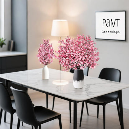 Babys Breath Artificial Flowers 8 Bundles Pink Real Touch UV Resistant Fake Flowers Silk Faux Flowers for Vase Home Office Wedding DIY Floral Indoor Outdoor Centerpiece Table Decoration