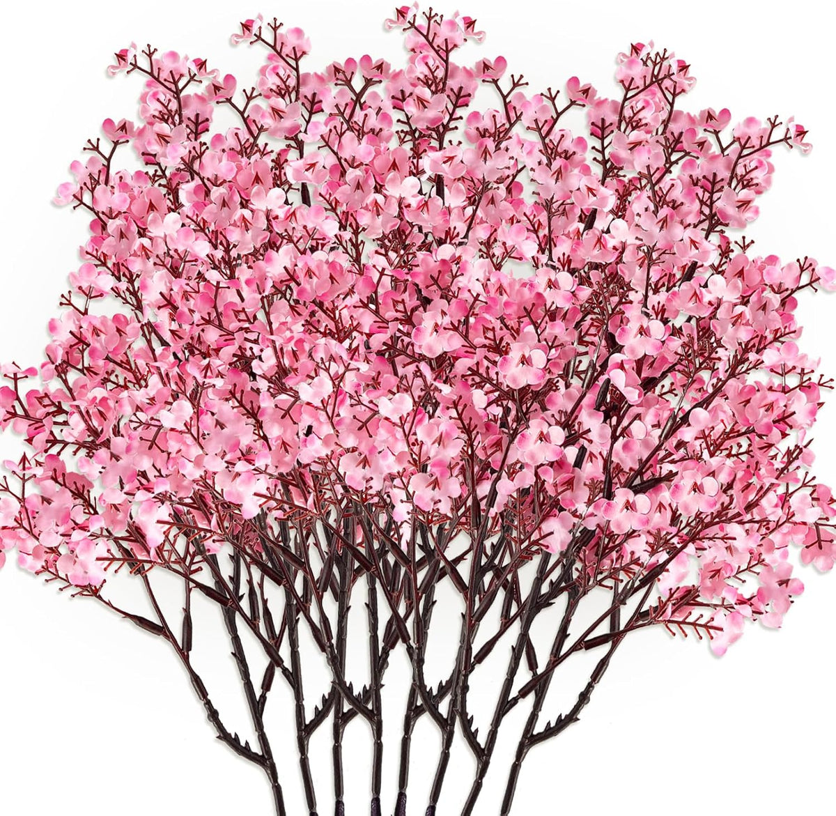 Babys Breath Artificial Flowers 8 Bundles Pink Real Touch UV Resistant Fake Flowers Silk Faux Flowers for Vase Home Office Wedding DIY Floral Indoor Outdoor Centerpiece Table Decoration