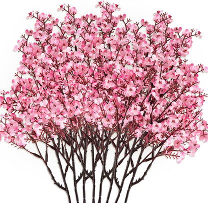 Babys Breath Artificial Flowers 8 Bundles Pink Real Touch UV Resistant Fake Flowers Silk Faux Flowers for Vase Home Office Wedding DIY Floral Indoor Outdoor Centerpiece Table Decoration