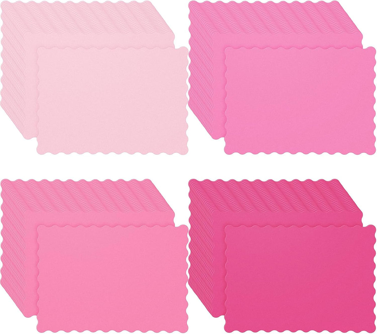 100 Pcs Hot Pink Paper Placemats, Pink Table Placemat Disposable
