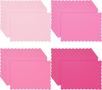 100 Pcs Hot Pink Paper Placemats, Pink Table Placemat Disposable