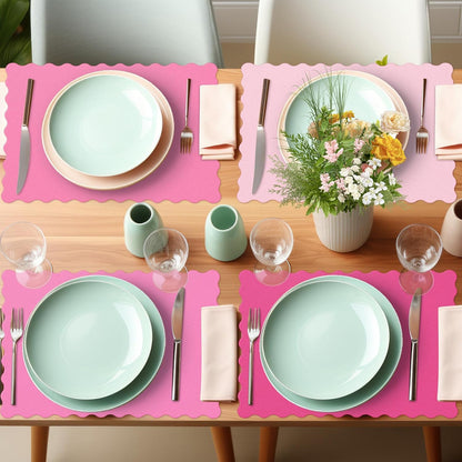 100 Pcs Hot Pink Paper Placemats, Pink Table Placemat Disposable