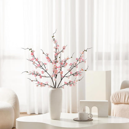 Artificial Pink Cherry Blossom Branches 3Pcs 37.8" Faux Silk Cherry Blossom, Fake Flowers with Leaves Bouquet Decorations for Home Living Room Bedroom Table Centerpiece Vase Wedding Decor
