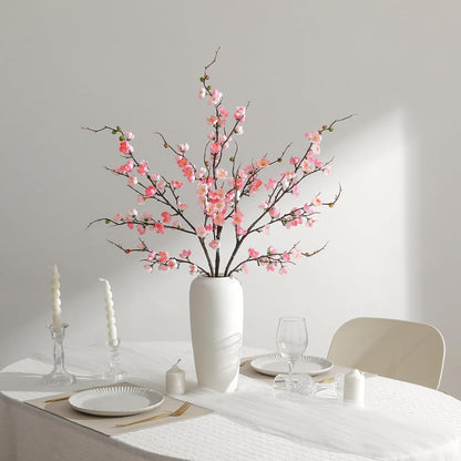 Artificial Pink Cherry Blossom Branches 3Pcs 37.8" Faux Silk Cherry Blossom, Fake Flowers with Leaves Bouquet Decorations for Home Living Room Bedroom Table Centerpiece Vase Wedding Decor