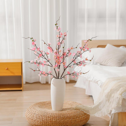 Artificial Pink Cherry Blossom Branches 3Pcs 37.8" Faux Silk Cherry Blossom, Fake Flowers with Leaves Bouquet Decorations for Home Living Room Bedroom Table Centerpiece Vase Wedding Decor