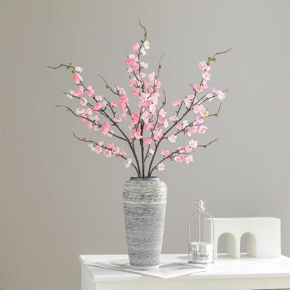 Artificial Pink Cherry Blossom Branches 3Pcs 37.8" Faux Silk Cherry Blossom, Fake Flowers with Leaves Bouquet Decorations for Home Living Room Bedroom Table Centerpiece Vase Wedding Decor