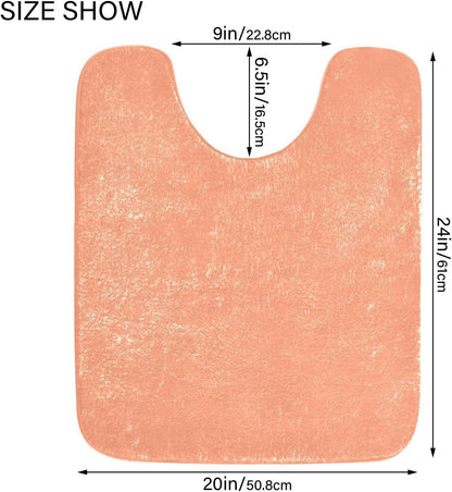 Peach Color Plush Bath Rug Set, Soft Absorbent Fluffy Bathroom Mats with Non Slip TPR Backing, U Shaped Toilet Rug and Rectangle Bath Mat