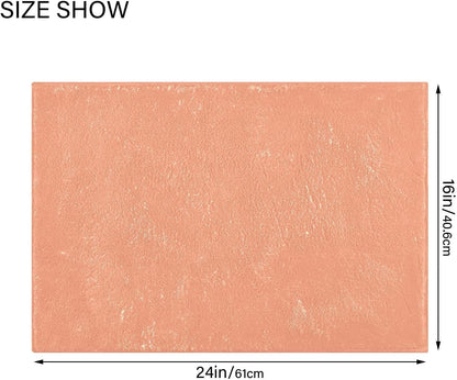 Peach Color Plush Bath Rug Set, Soft Absorbent Fluffy Bathroom Mats with Non Slip TPR Backing, U Shaped Toilet Rug and Rectangle Bath Mat