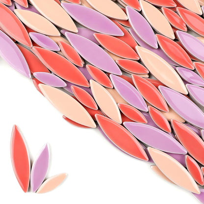 200g Ceramic Mosaic DIY Set Colorful Petal Ceramics Leafy Vein Mosaic Tiles Craft Materials Mosaic Art Materials - Purple-Pink Mix