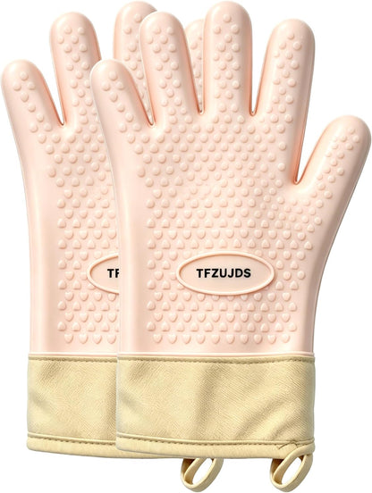 Silicone Oven Gloves with Fingers Heat Resistant 450°F in Kitchen