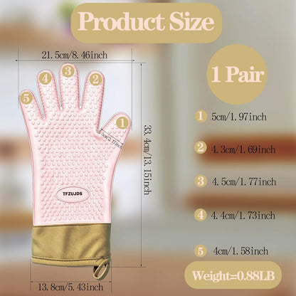 Silicone Oven Gloves with Fingers Heat Resistant 450°F in Kitchen