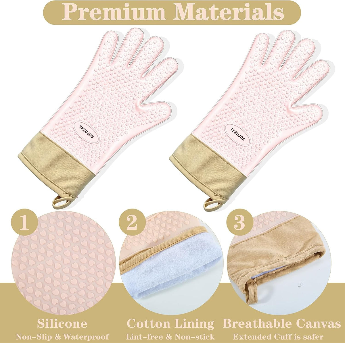 Silicone Oven Gloves with Fingers Heat Resistant 450°F in Kitchen