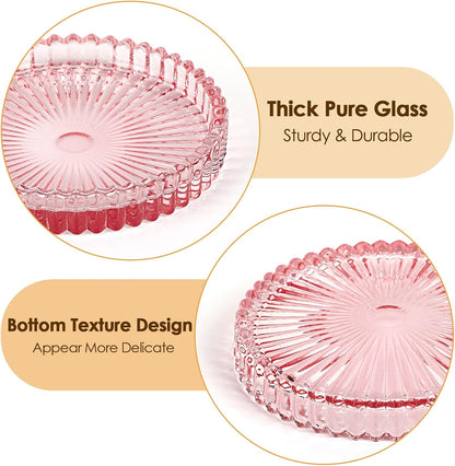 Modern Clear Glass Coaster Set of 8- Coffee Table Coasters, Clear Pink