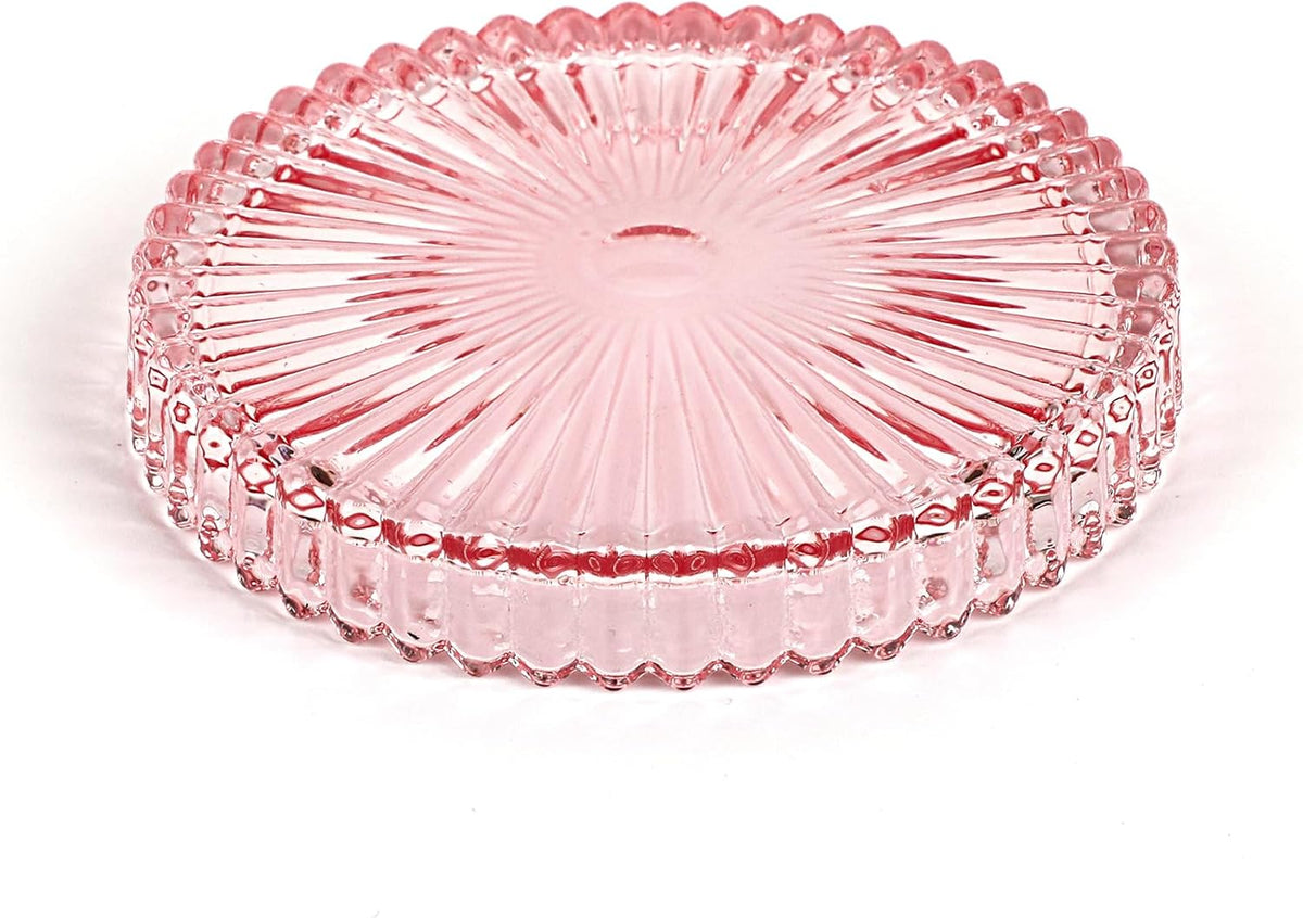 Modern Clear Glass Coaster Set of 8- Coffee Table Coasters, Clear Pink