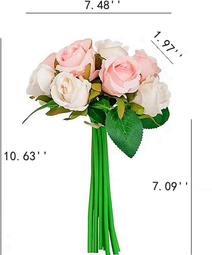 Artificial Silk Roses 12pcs Fake Flowers Champagne