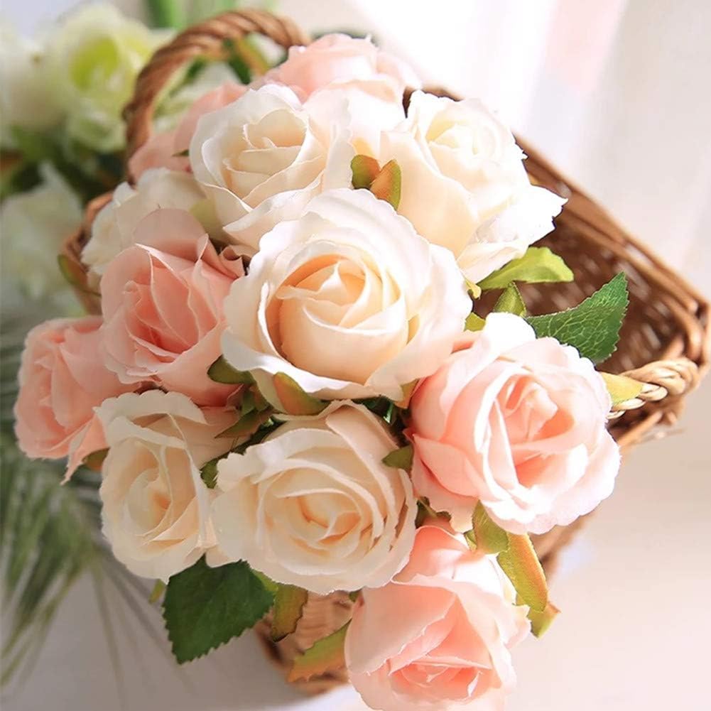 Artificial Silk Roses 12pcs Fake Flowers Champagne