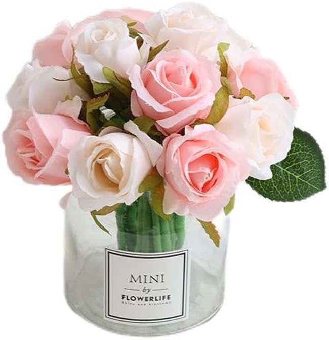 Artificial Silk Roses 12pcs Fake Flowers Champagne