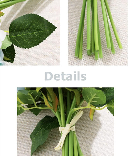 Artificial Silk Roses 12pcs Fake Flowers Champagne