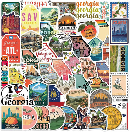 Georgia Stickers |50Pcs Peach State Waterproof Vinyl Decals