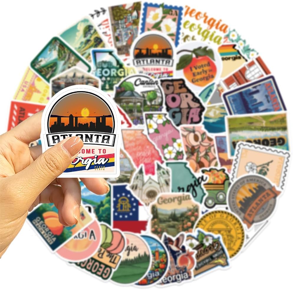 Georgia Stickers |50Pcs Peach State Waterproof Vinyl Decals