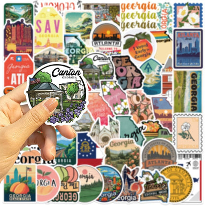 Georgia Stickers |50Pcs Peach State Waterproof Vinyl Decals