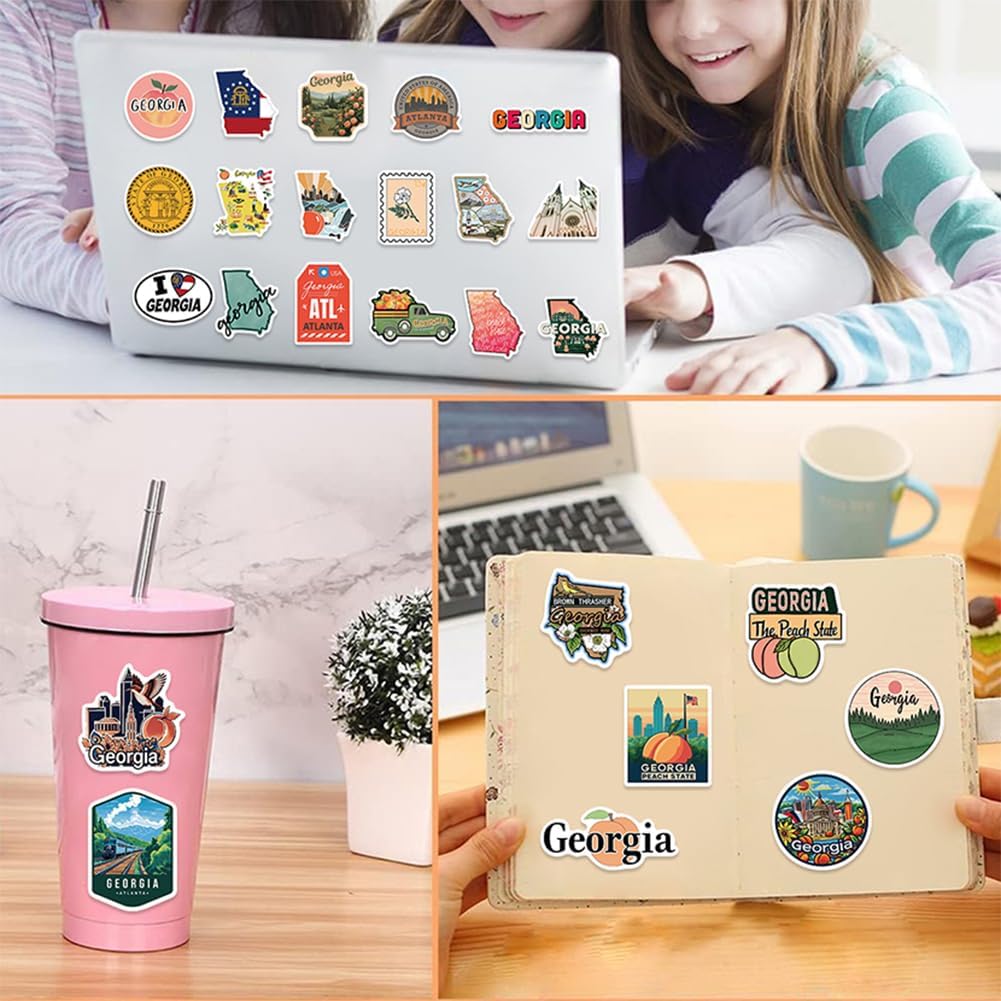 Georgia Stickers |50Pcs Peach State Waterproof Vinyl Decals