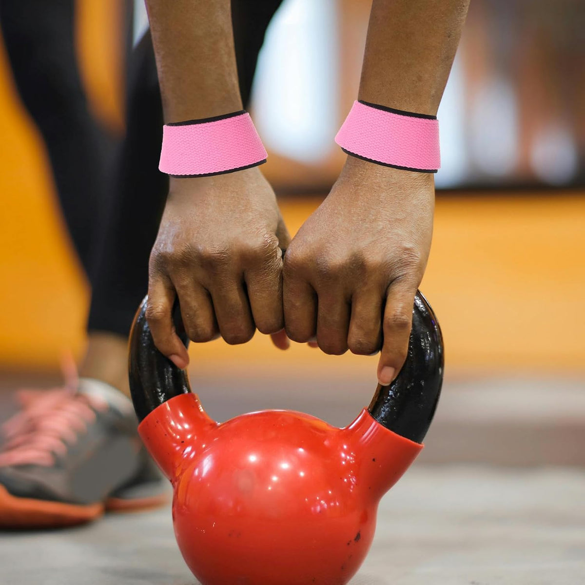 Weightlifting Wrist Strap Pair Anti-Slip Silicone Workout Wrist Brace for Deadlift Training Pink Fitness for Gym Weight Lifting Support
