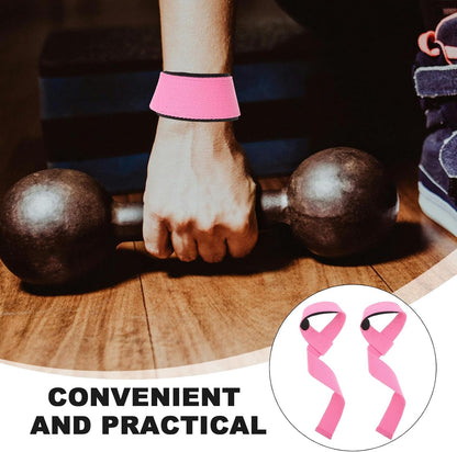 Weightlifting Wrist Strap Pair Anti-Slip Silicone Workout Wrist Brace for Deadlift Training Pink Fitness for Gym Weight Lifting Support