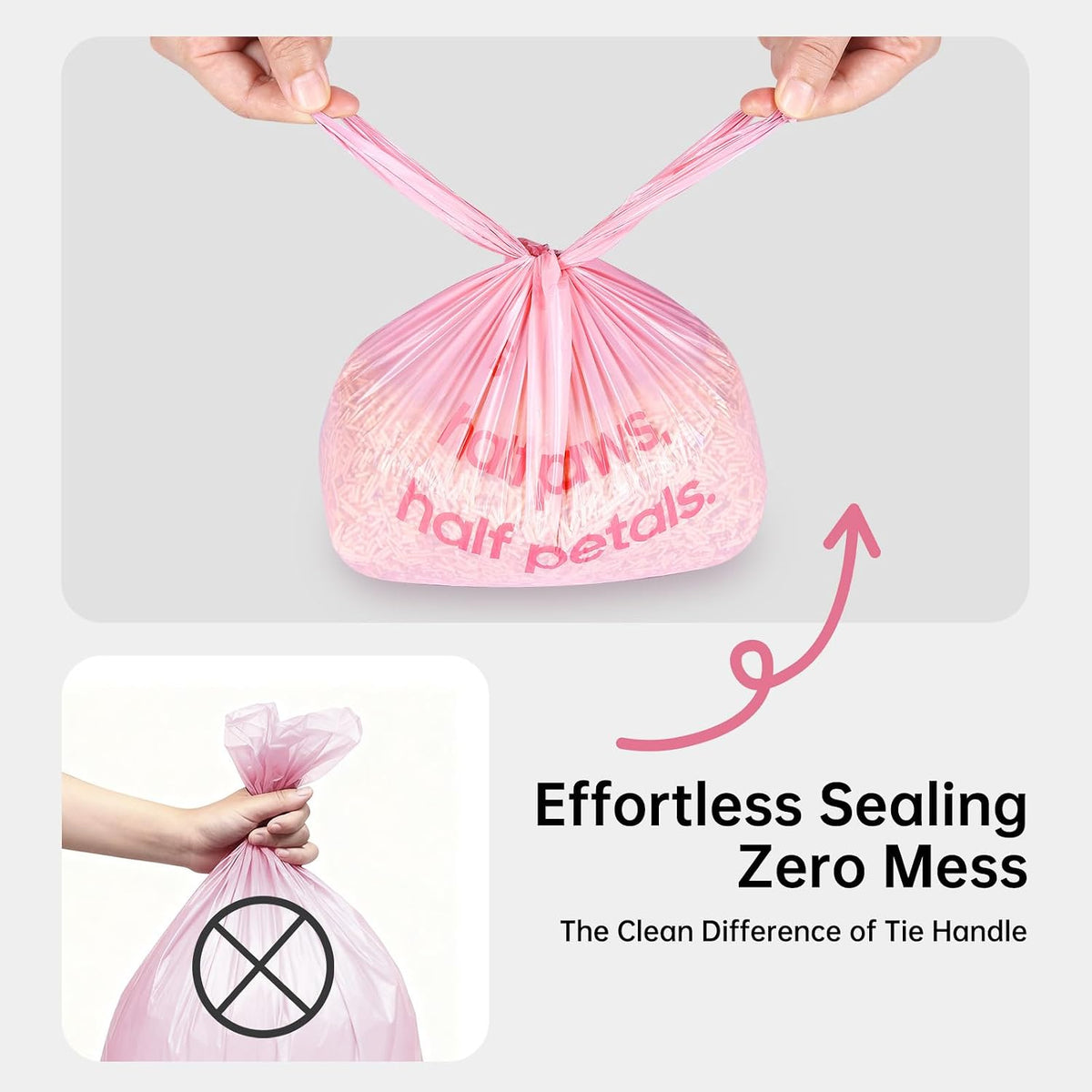 125 Count Cat Poop Bags Cherry Blossom Scented with Handles, Disposable Litter Bags for Pet Poop, Extra-Thick Dog Kitty Waste Bags Easy Tie Leak-Proof Strengthen, Pink