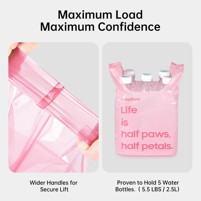 125 Count Cat Poop Bags Cherry Blossom Scented with Handles, Disposable Litter Bags for Pet Poop, Extra-Thick Dog Kitty Waste Bags Easy Tie Leak-Proof Strengthen, Pink