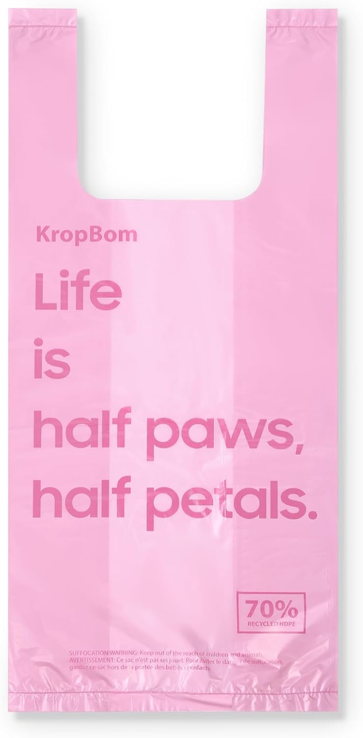 125 Count Cat Poop Bags Cherry Blossom Scented with Handles, Disposable Litter Bags for Pet Poop, Extra-Thick Dog Kitty Waste Bags Easy Tie Leak-Proof Strengthen, Pink