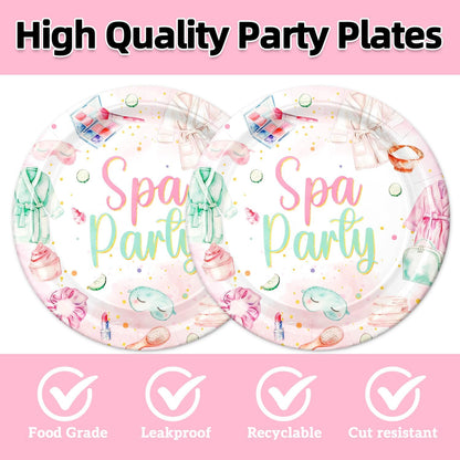 40pcs Spa Party Decorations Spa Plates and Napkins Pink Sleepover Slumber Spa Party Supplies for Little Girl Spa Sleep Over Pajama Party Supplies,Suitable for 20 Guests